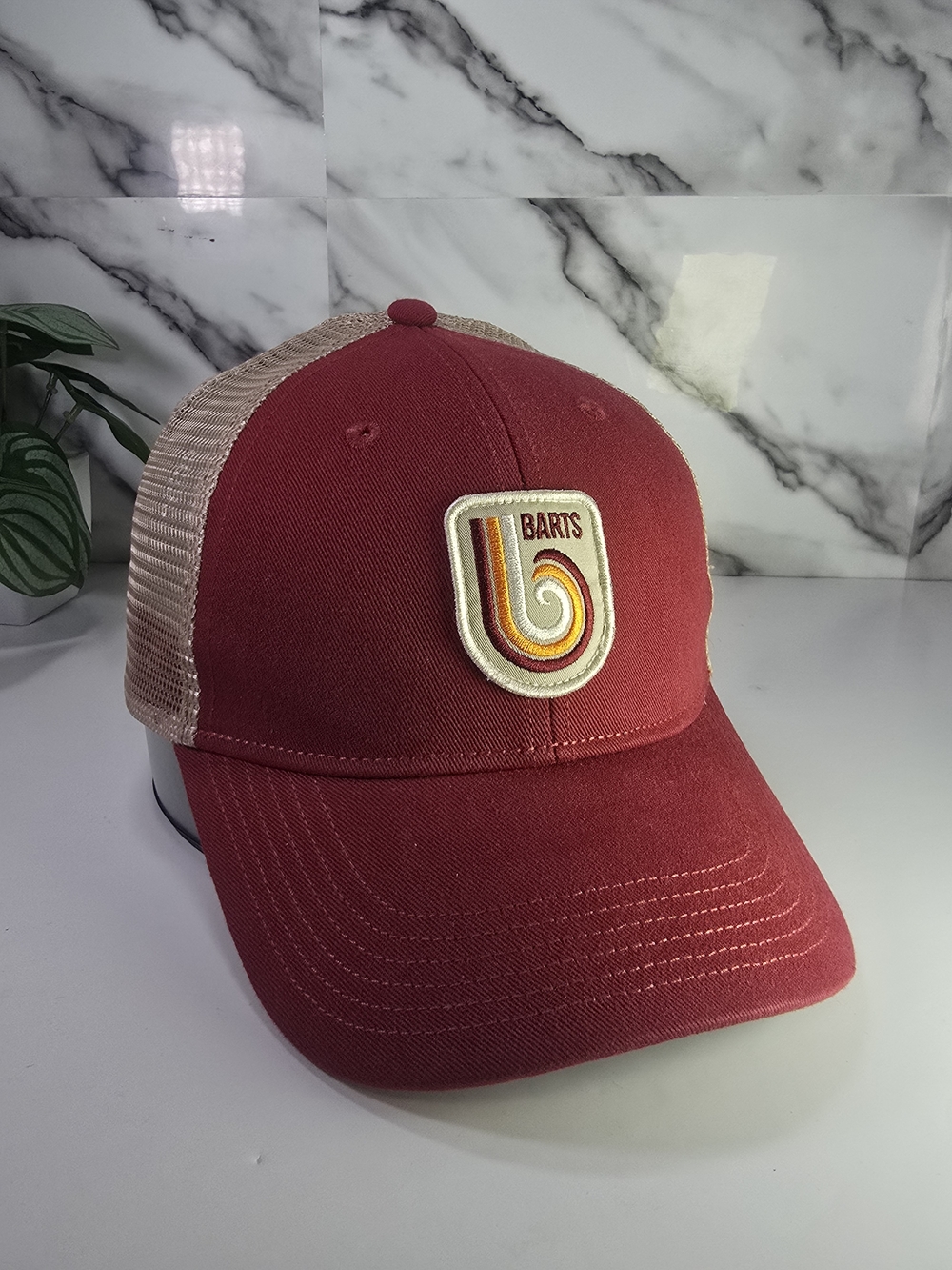 Barts Red and Beige Trucker Cap. Adjustable